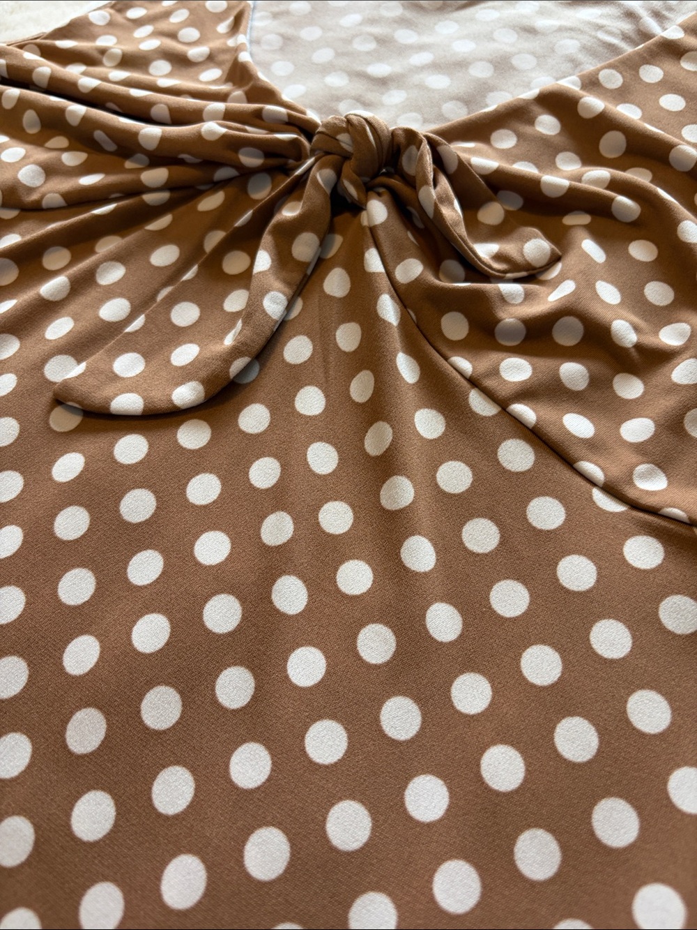 Melanie Lyne Brown Polka Dot Tie-Front Sleeveless Tank Top - Picture 9 of 13